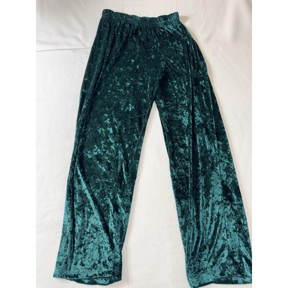 TR Bently Floral Blouse & Pant Set Emerald Green Crushed Velvet Size Large New - Picture 14 of 16